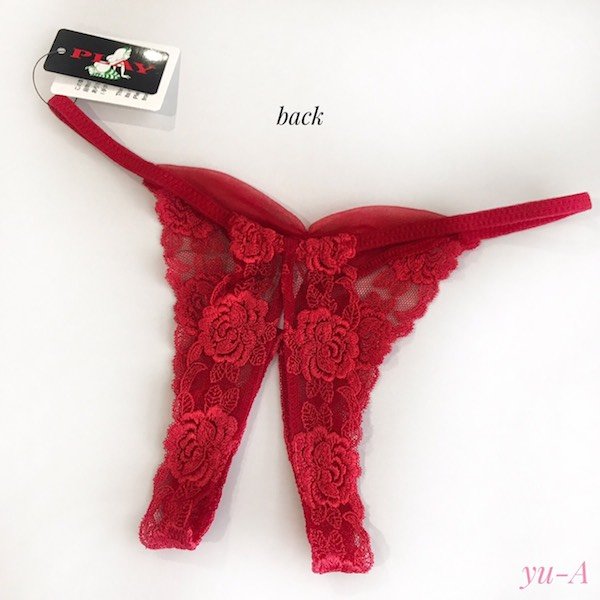 画像2: PLAY★ゴージャスチュールレースオープンクロッチタンガ レッド (2)